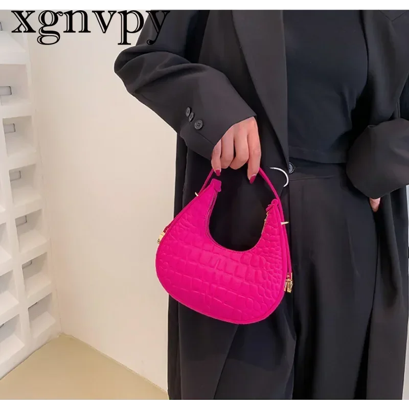 Xgnvpy tas tangan Mini wanita, dompet selempang fesyen buaya bercetak, dompet tangan Mini untuk wanita dengan pegangan kecil