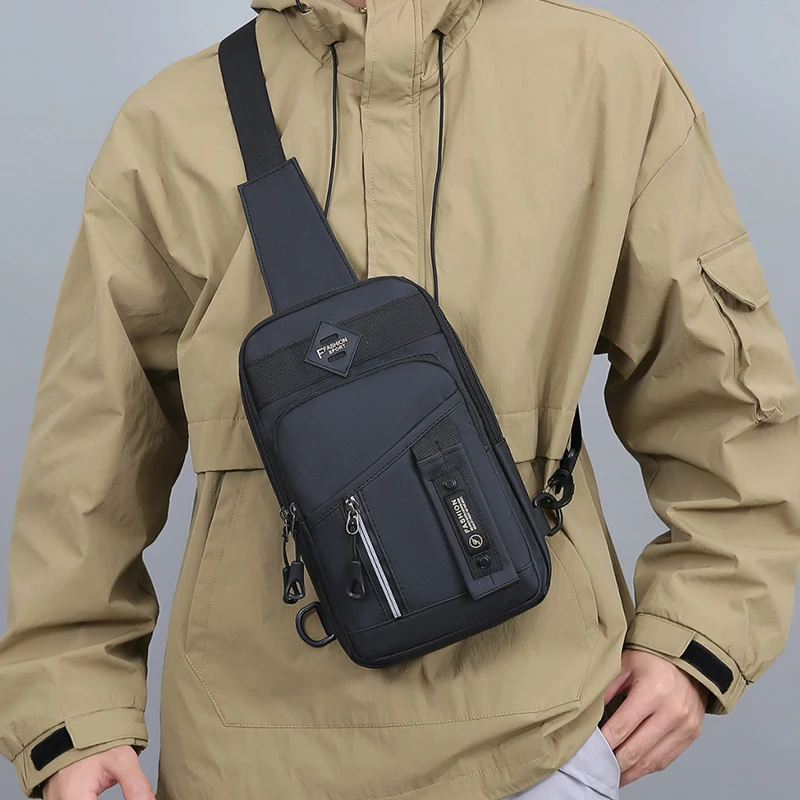 

1 men's outdoor chest bag, fashionable crossbody bag, casual multifunctional sports crossbody bag, side backpack