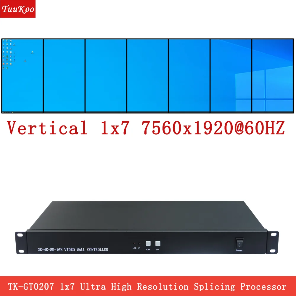 

1x7 Vertical Video Wall Controller, Resolution Up To 7560x1920@60HZ,TK-GT0207v,Ultra Definition Video Wall Processor