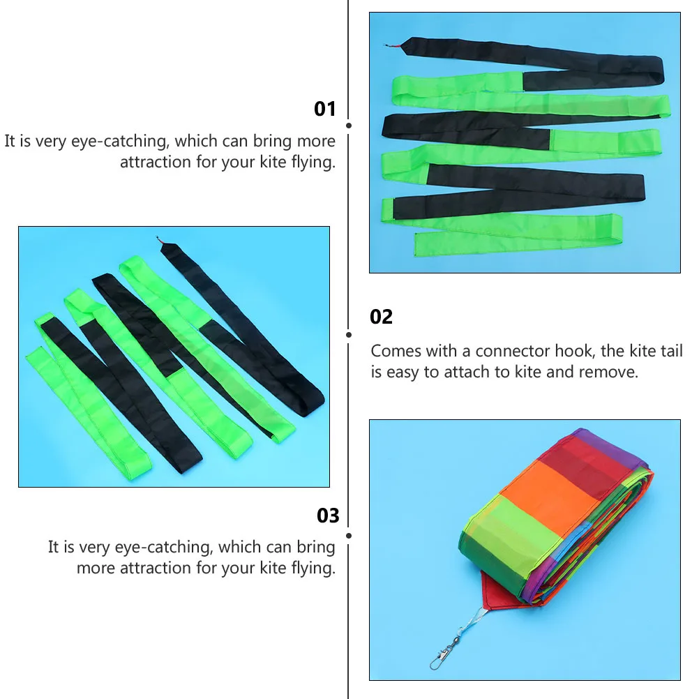 2 قطعة ذيل قوس قزح ملون غاسل للخارجية طائرة ورقية تحلق اكسسوارات حيلة خدعة الذيل ل طائرة ورقية تحلق