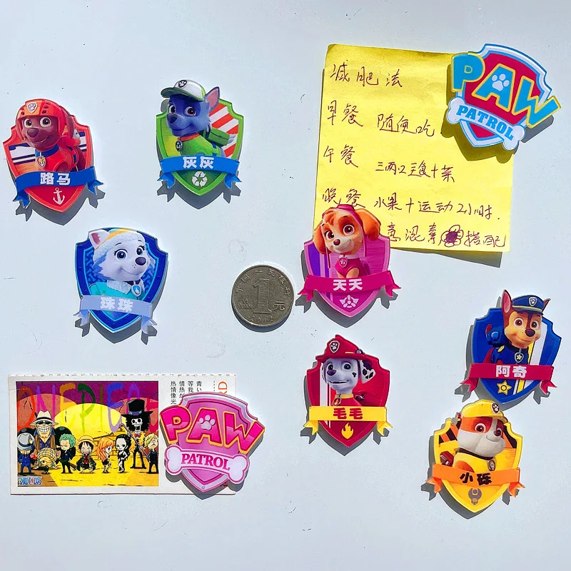 Juego de pegatinas creativas de la patrulla canina para niños, pizarra magnética de dibujos animados para refrigerador, regalo de cumpleaños para bebé, 1 Juego