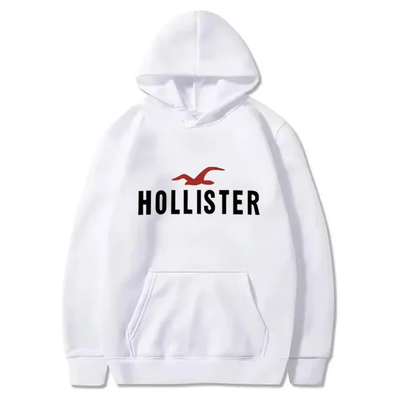 

HOLLISTER Men's Hoodie with Street Casual Sports Style Long Sleeve and Kangaroo Pocket Fleece Sweatshirt for Autumn and Winter