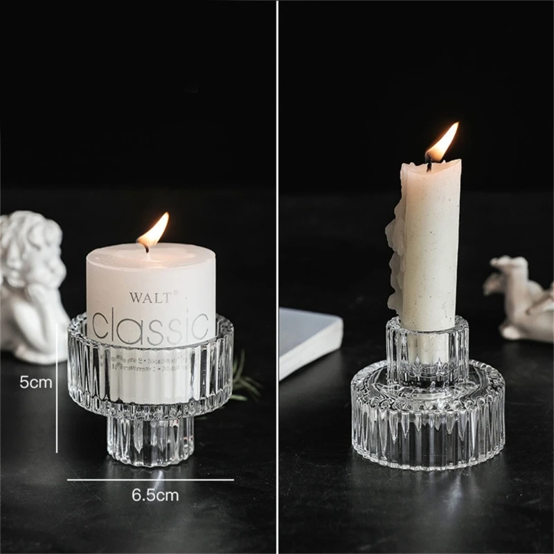 Clear Double Head Candle Holder Decorative Candlestick Candle Stand Decoration for Home Bedroom Room Dormitory