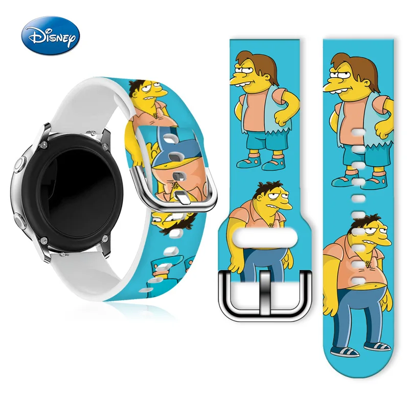 Disney The Simpsons Printed Silicone Strap For Xiaomi OPPO Jiaming Samsung Huawei GT Watch Band 20MM 22MM Cartoon Accessories