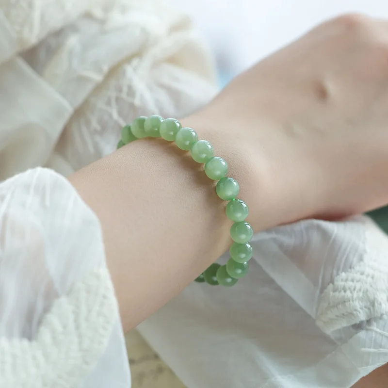 Wu Nian, Qinghai ,, -Like Texture, Hetian Jade--Eye Single-Strand Bracelet, Comes With A Certifi