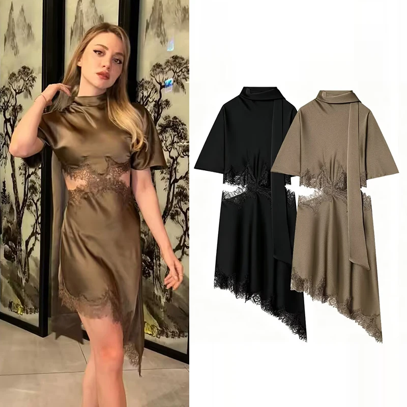 orion strapless tie front satin mini dress Ramy Brook Orion Strapless Tie-Front Satin Mini Dress