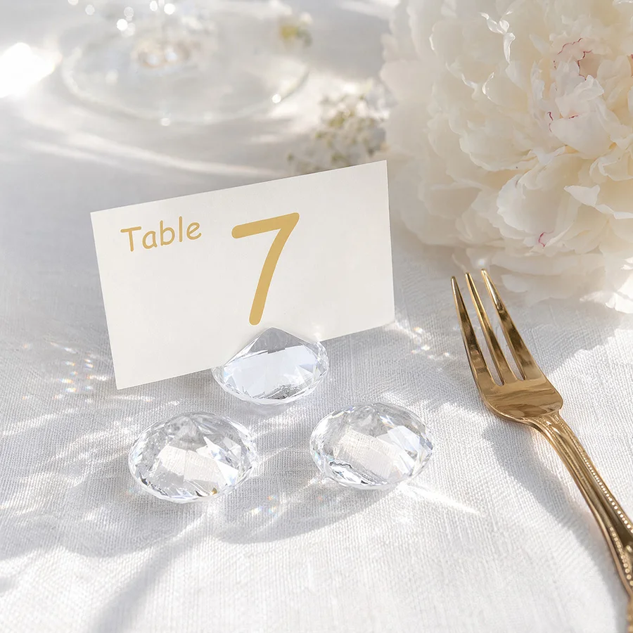 5–20 Stück Acryl-Diamant-Tischkartenhalter, Tischnummern-Namenskartenständer für Hochzeit, Jahrestag, Dekorationen, Geburtstagsparty-Zubehör
