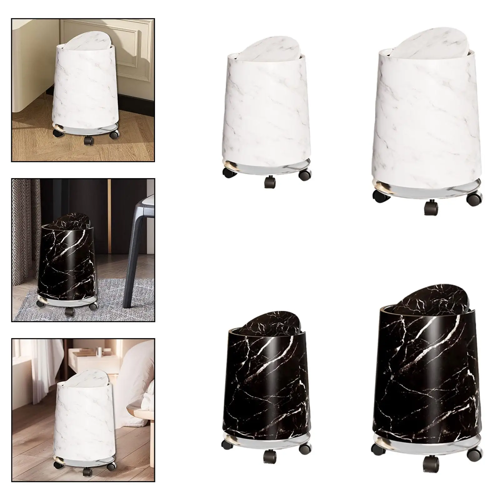 

Marble Wastebasket, Household Trash Bin, Rubbish Bin Modern Paper Basket, Garbage Container Removable Inner for Dorm,