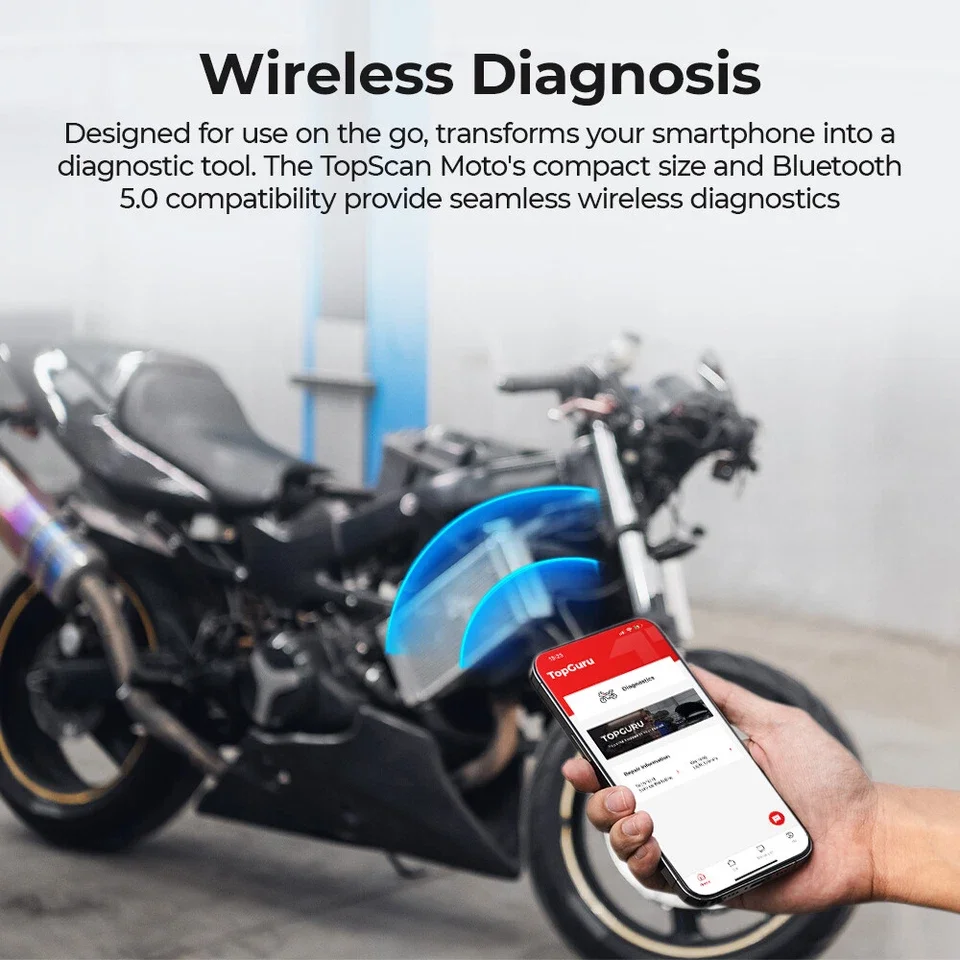 TOPDON TopScan Moto Motorcycle Diagnostic Tool, Bi-Directional OBD2 Scanner for Harley Ducati BMW Japanese Bikes, Full System Scan, Reset Services, Live Data, AutoVIN Motorbike Code Reader
