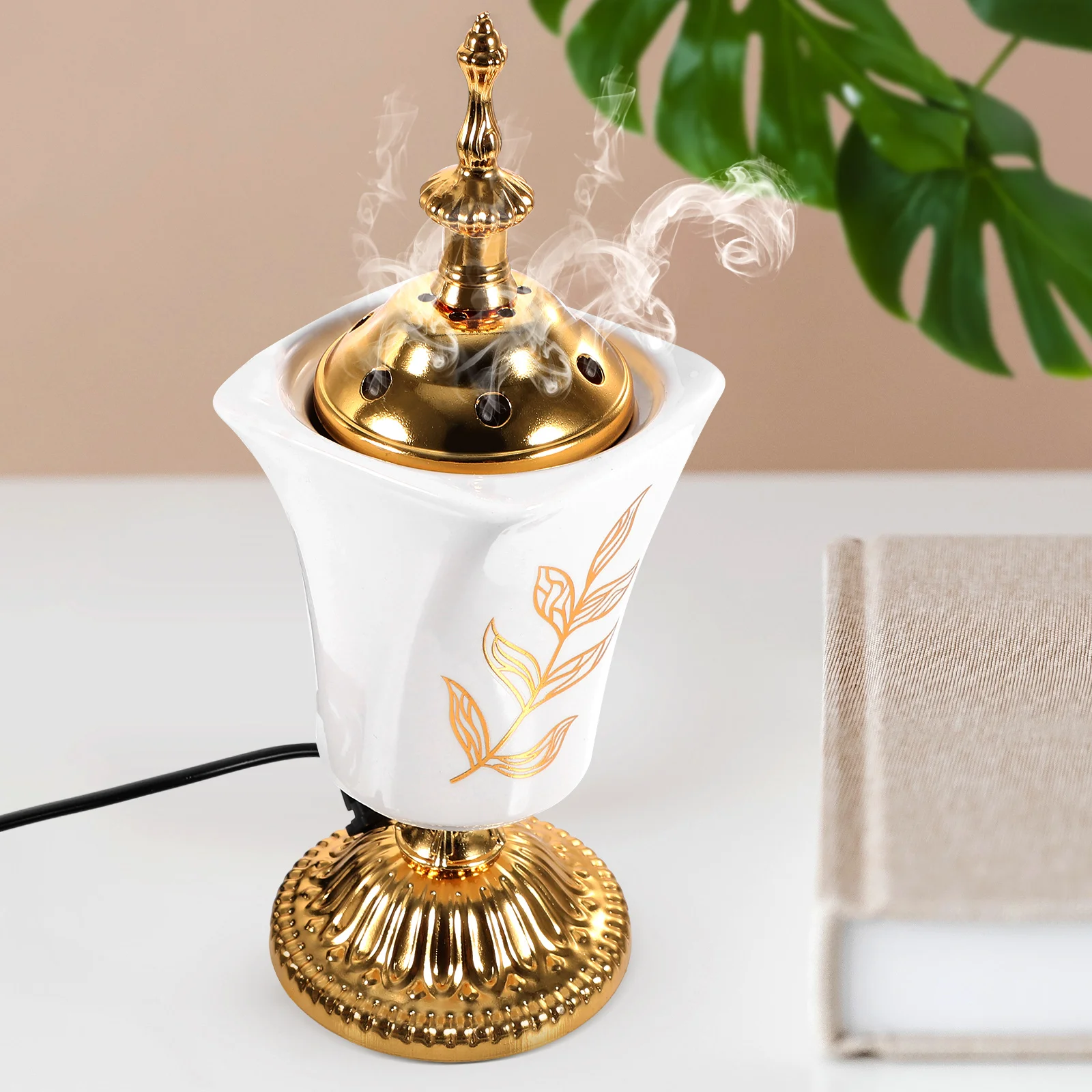 

Electric Incense Burner Middle Eastern Style Desktop Censer Burner for Yoga Spa Aromatherapy (US Plug)