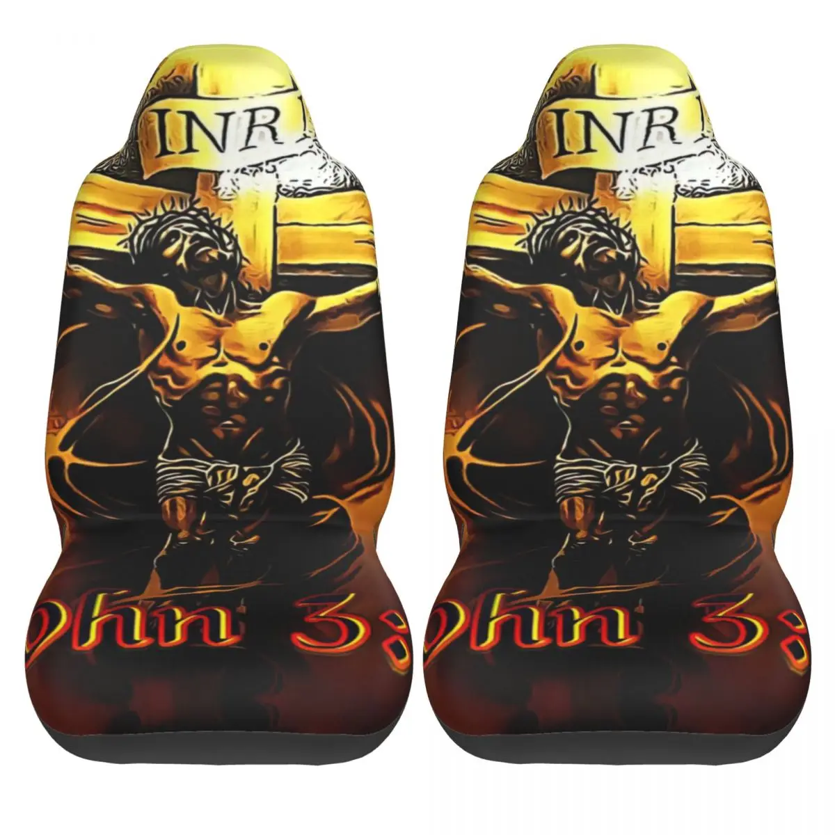 CHRISTIAN ART Car Seat Cover Custom Printing Universal Front Protector Accessories Cushion Set