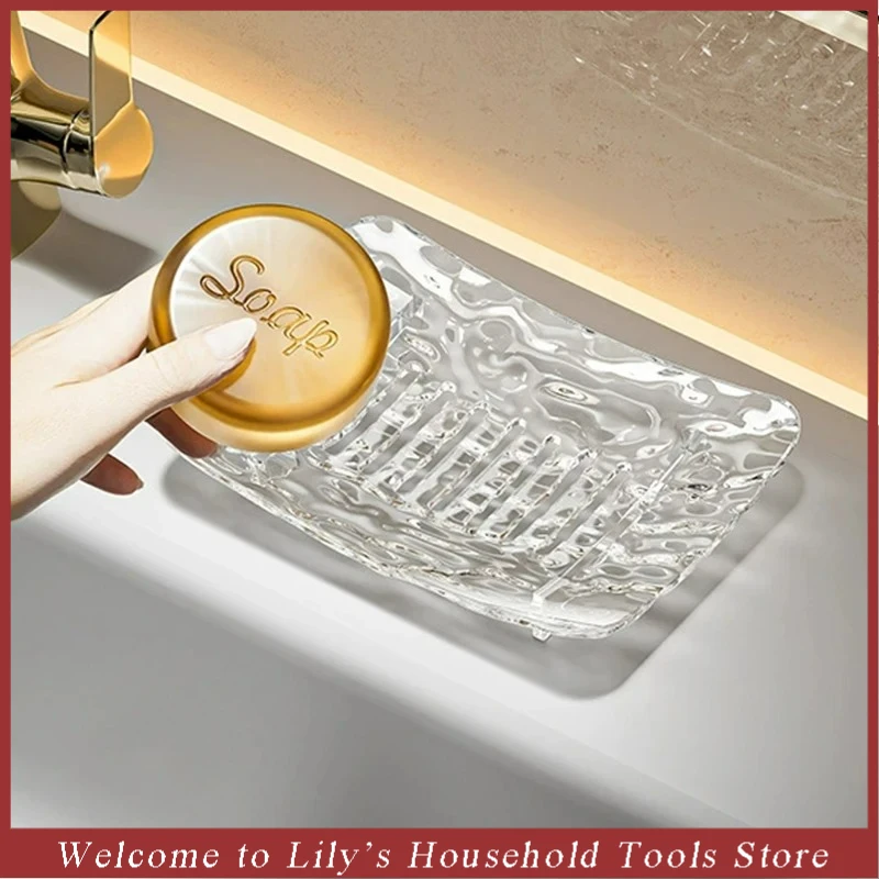 Plastic Soap Dish Self Draining Soap Dishes with Holes Transparent Bar Saver Soap Holder for Kitchen Bathroom Shower Counter