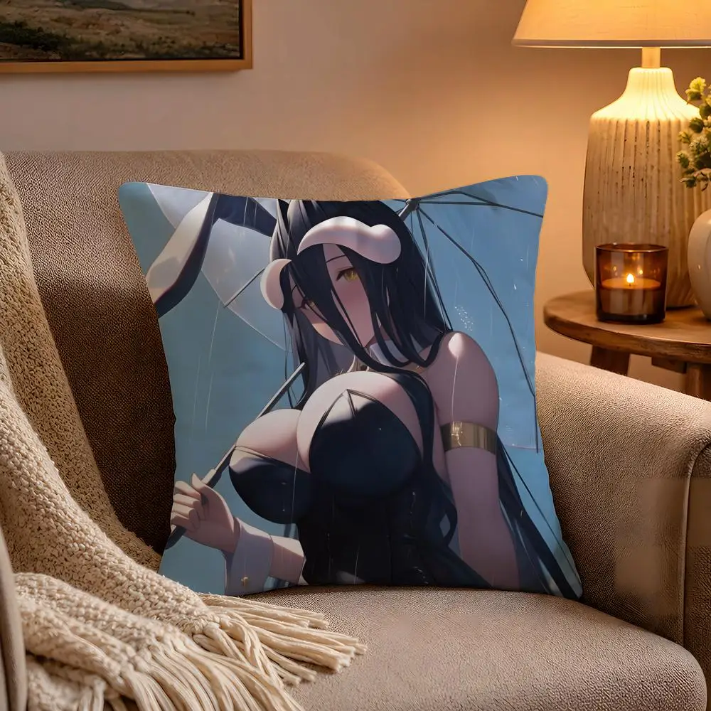 Hot Anime A-Albedo Cushion Cover Soft Plush Cushion Cover Double Print And Invisible Zipper For Sofa Home Car Use 6
