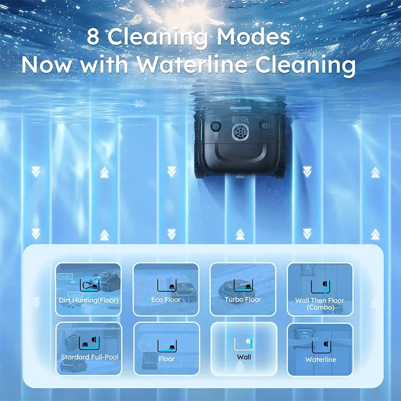 Robot Pool Cleaner Cordless C2 Vision Dual-layer Filtration Visual 80°  Superior Suction Power Running Time 180mins APP