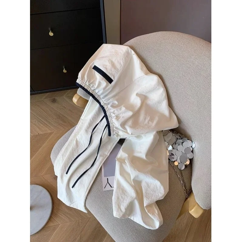 

Женские повседневные брюки с высокой талией и широкими штанинами, тонкие, с эластичным поясом на шнурке, в стиле колор-блок, новинка ранней осени, моделирующие фигуру