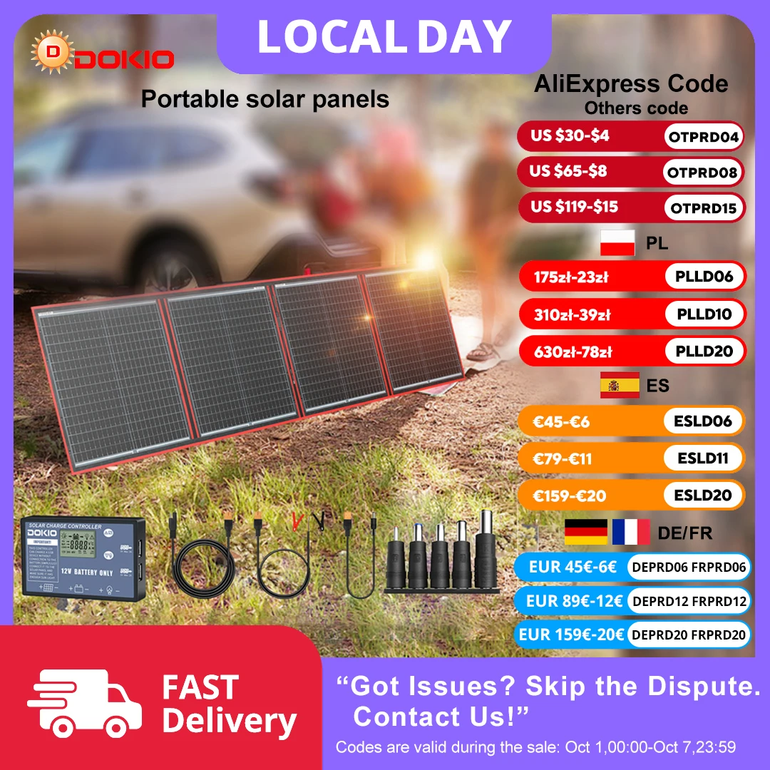 Pannello solare flessibile e pieghevole Dokio 18V 150W con controller 12V, prodotto in Cina, pannello solare portatile per il campeggio