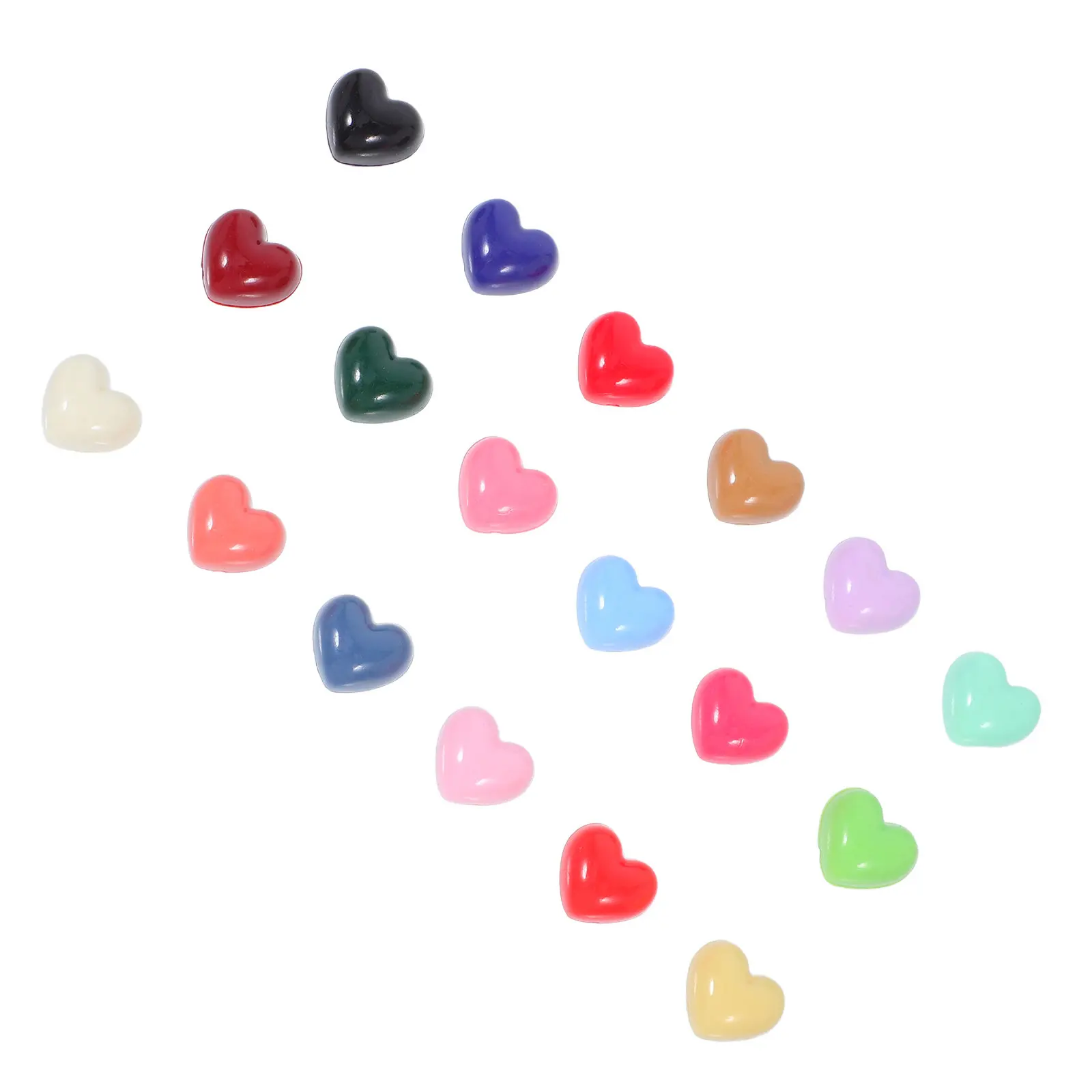 100Pcs Colorful Mini Heart Resin Flatback Charms Polished Surface Lightweight Embellishments for Crafting Scrapbooking Hairpins