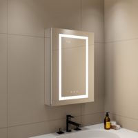 Modern Vanity Touch Switch Defogger Clock and Temper Display Smart Medicine Bathroom Cabinet With LED Mirror