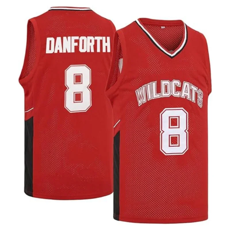 WILDCATS East High School #8 Chad Danforth Basketball Jersey Mens Quick Drying Shirt Breathable Sewing Shirts Red