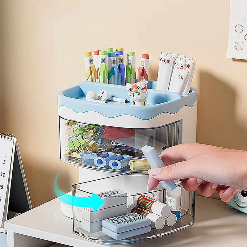 ปฏิบัติ Multi-Functional Desk Organizer Creative ปากกาน่ารักดินสอ Rack โปร่งใสนักเรียนชั้นวางของ