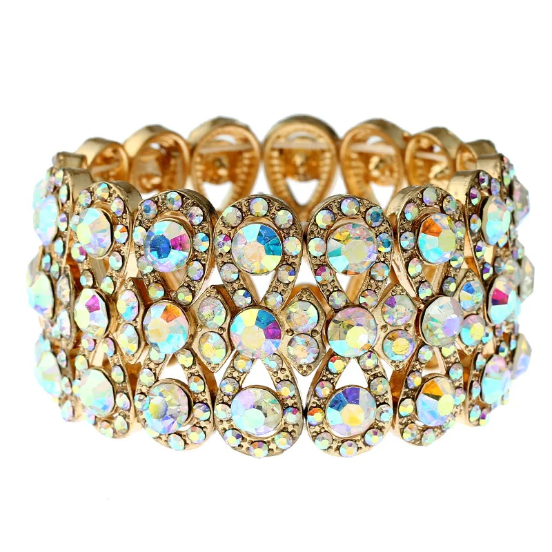 Fashion Women's Shiny 8 shape Rhinestone Stretch Bracelet Party Bangles