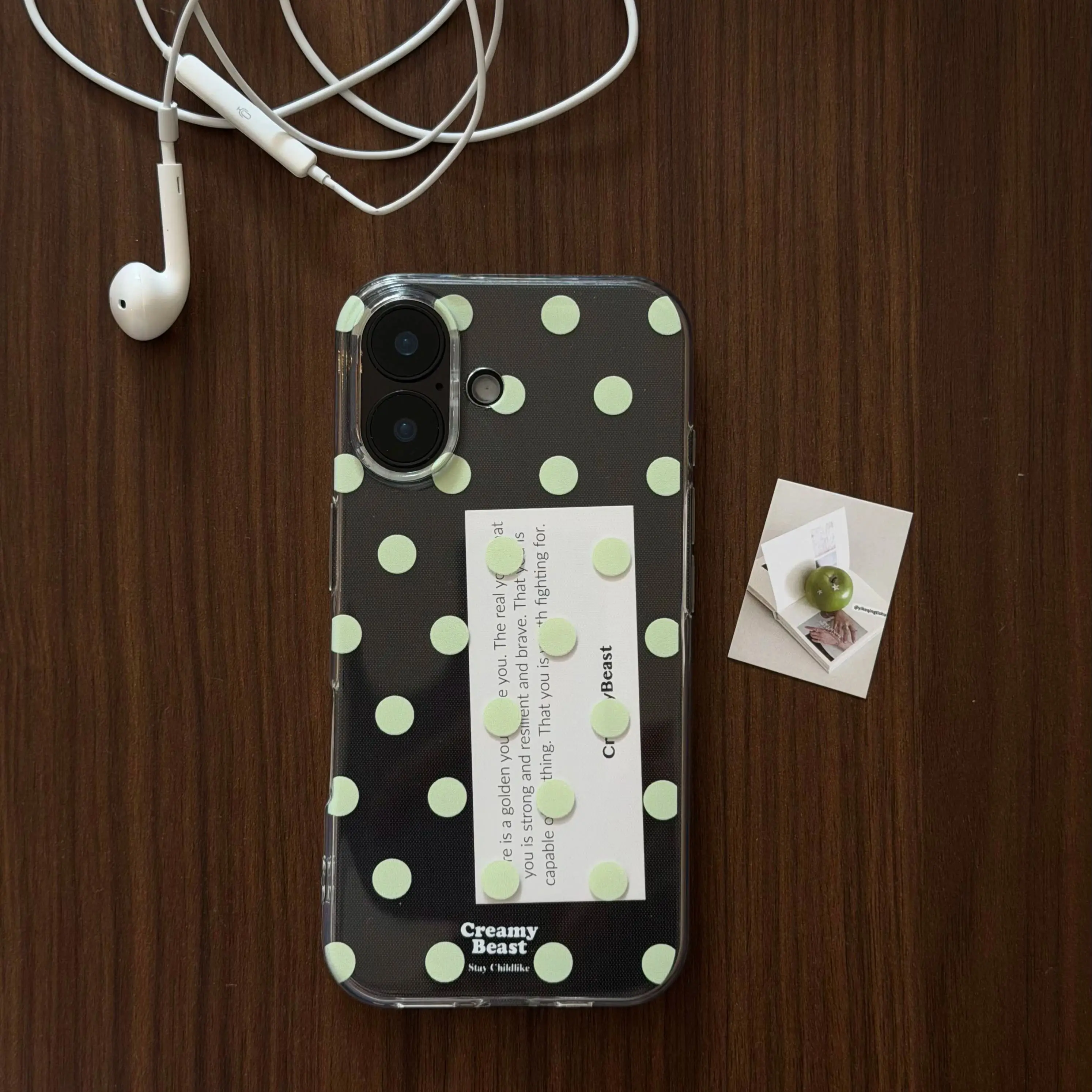 Green Polka Dots Korean Ins Phone Cases For iPhone 17AIR 16 15 14 13 12 11 Pro Max 15 14 Plus Protective Full Screen Phone Cover