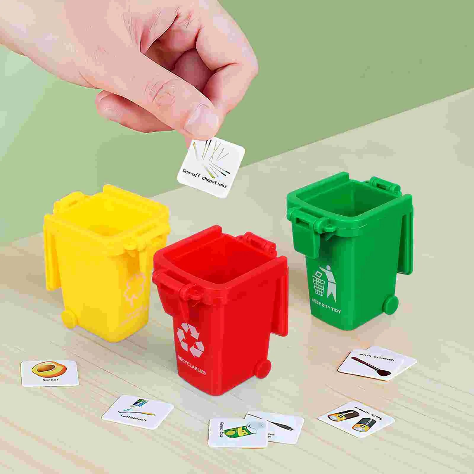 6 Pcs Garbage Sorting Bin Educational Plaything Toy Trash Sorter Toys Tricolor Parent-child Classification Abs Kids Cognition