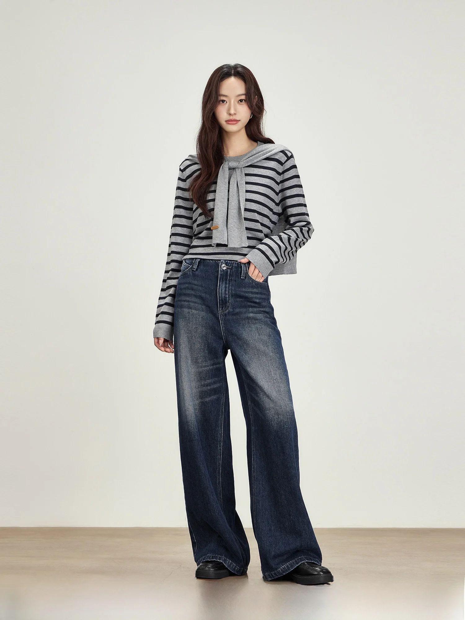 

Свободные широкие синие джинсы с высокой талией для женщин, весенние повседневные хлопковые джинсовые брюки, удобные и износостойкие