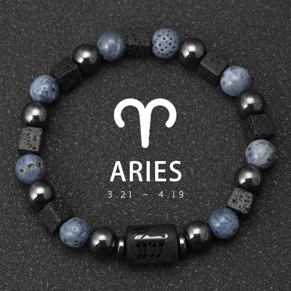 12-Sternbild-Armband aus natürlichen blauen Korallen-Lavasteinen, Steinperlen, für Männer, Paare, Seil, Freundschaft, Sternzeichen