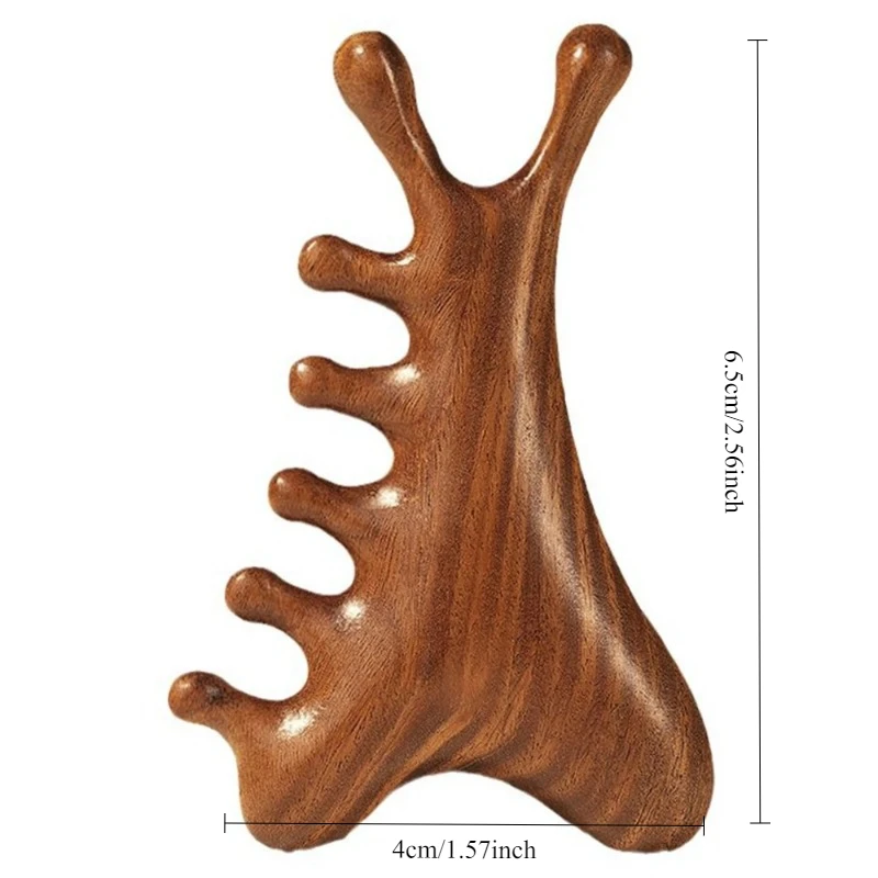 مشط تدليك بمقبض أقل من الوخز بالإبر ومشط شعر الكى ذو أسنان واسعة ومشط راتينج رأس التدليك