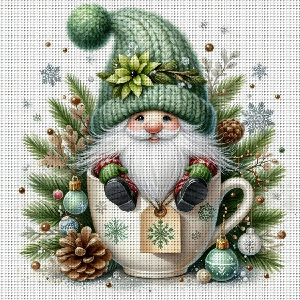 

1 шт., 46x46 см/18,11x18,11 дюймов, набор для вышивания крестиком 11CT, гном с горячим шоколадом, набор для вышивания крестиком для начинающих взрослых, для расслабляющего творчества.