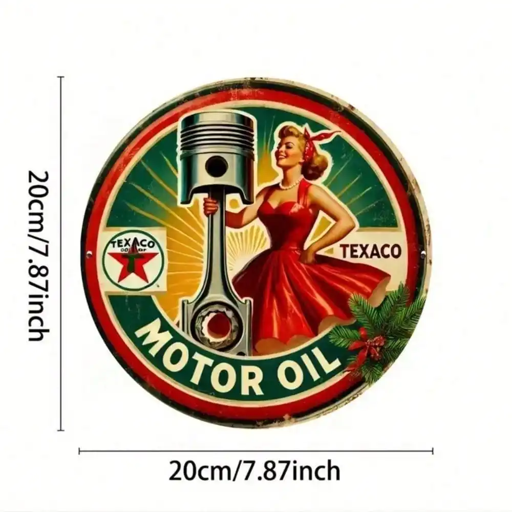 TEXACO Vintage Round Metal Sign Retro Weatherproof Aluminum Wall Decor for Garage Bar Man Cave