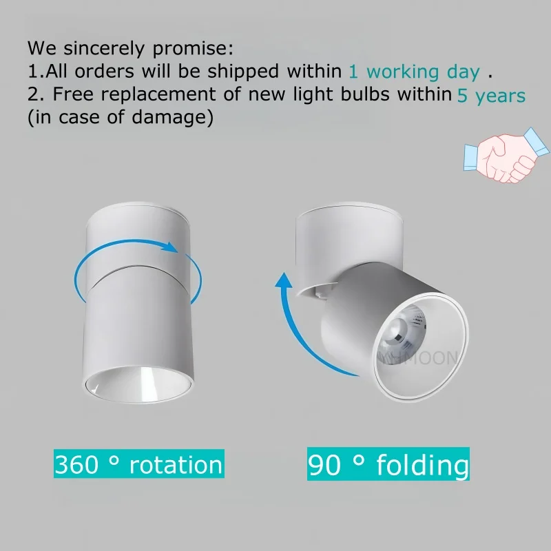 طوي للتدوير سطح شنت عكس الضوء AC110-220V الأضواء COB المضادة للوهج 7W10W15W24W30W السقف النازل لمبة مصباح lndoor