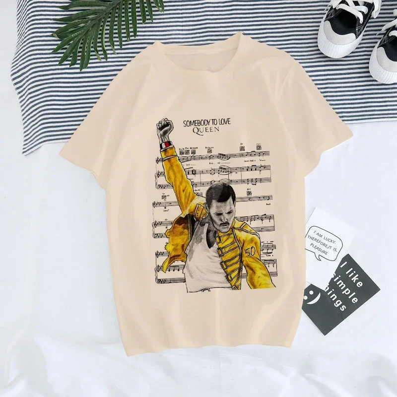 T-shirt Freddie Mercury Queen Band pour femme, haut vintage, t-shirts féminins, Harajuku, Ullzang, mode graphique, rock, chaud