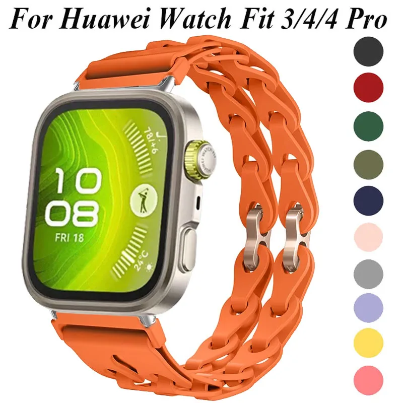 

Мягкий силиконовый ремешок для Huawei Watch Fit 4 Pro, металлический разъем, браслет-браслет для Huawei Watch Fit3 Fit4, умные часы Correa