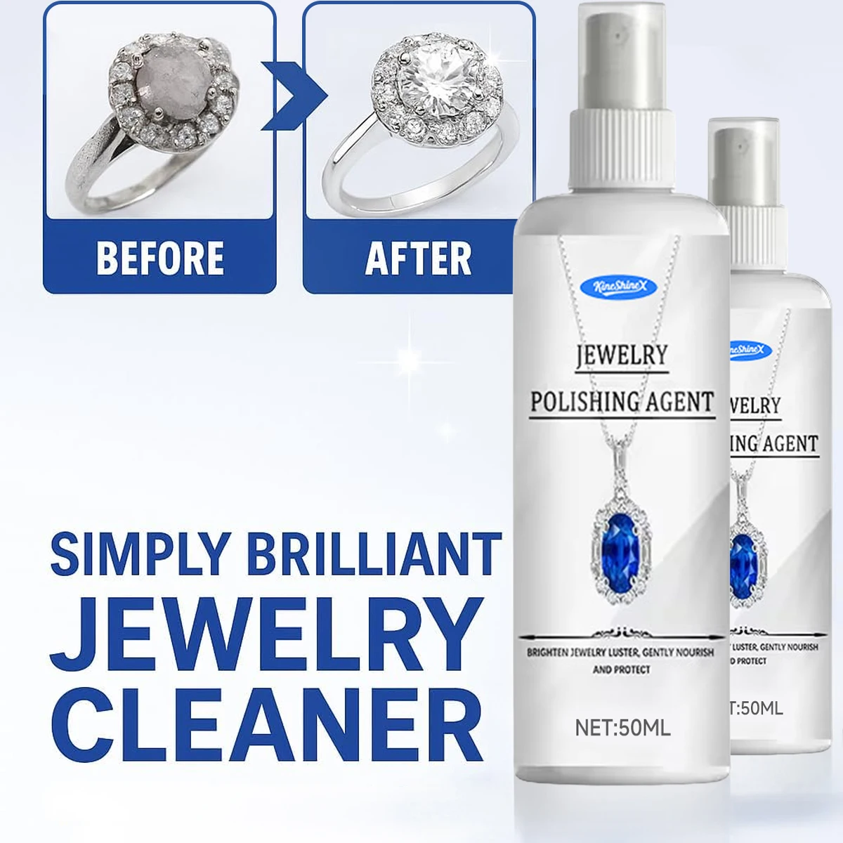 50ML Multipurpose Jewelry Polishing Spray - Gentle Deoxidation Formula for Instant Shine Compatible with All Types of Jewelry