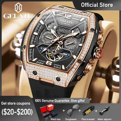 GELATU 6016 Mens Watch Top Brand Luxury Waterproof Luminous Watch for Men Automatic Movement Year Date Display Reloj Hombre