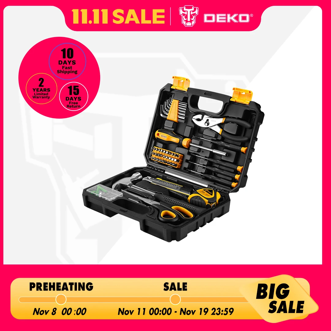 

DEKO 50 Pcs Tools Kit Home Repairing Tool Kit with Portable Tool Storage Case for Home Maintenance DIY Projects