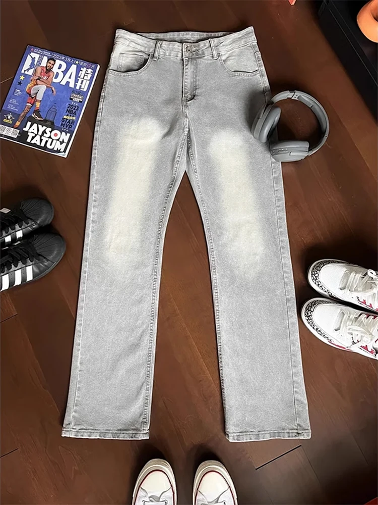 

Cleanfit ey Цвет цемента Нож Fce Прямые джинсы на подкладке Мужская зимняя одежда в американском стиле ретро Молодежная мода