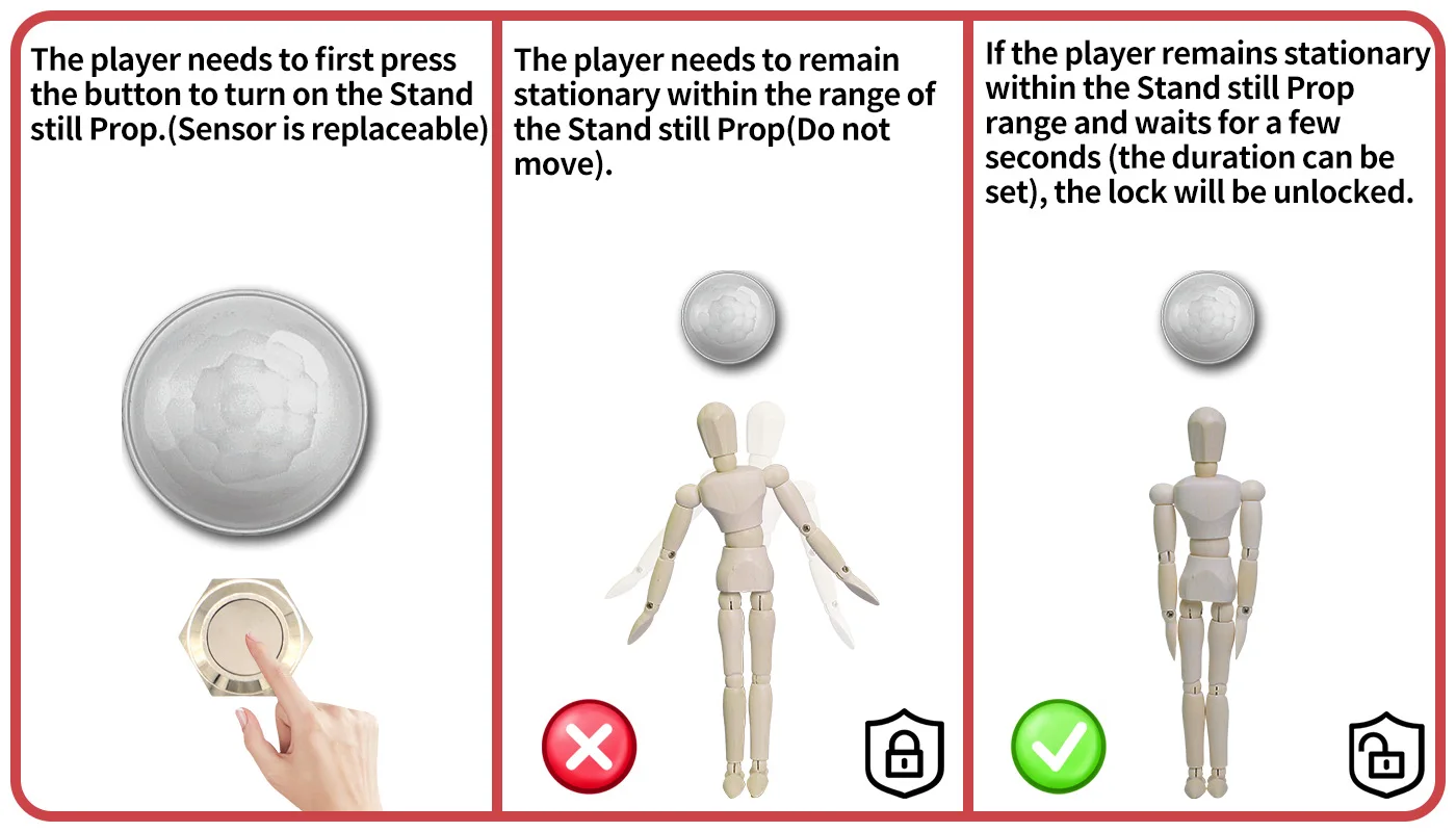 Mysteriöse Studio-Escape-Room-Requisite: Standfeste Requisite für Fluchtspiele – Spieler müssen sich ruhigstehend halten für eine bestimmte Zeit, um 1987super freizuschalten – Detail 2