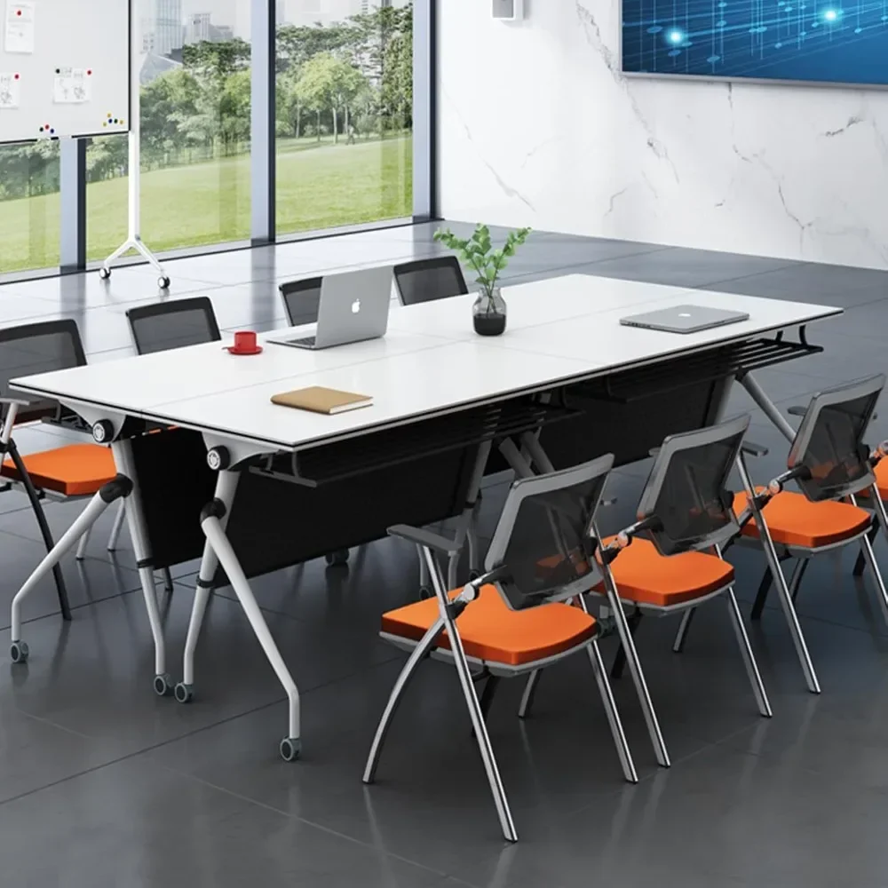 Conference Table On Wheels-Easy Assembly Foldable Meeting Table Modern Seminar Boardroom Table for Office Conference Room(1pack)