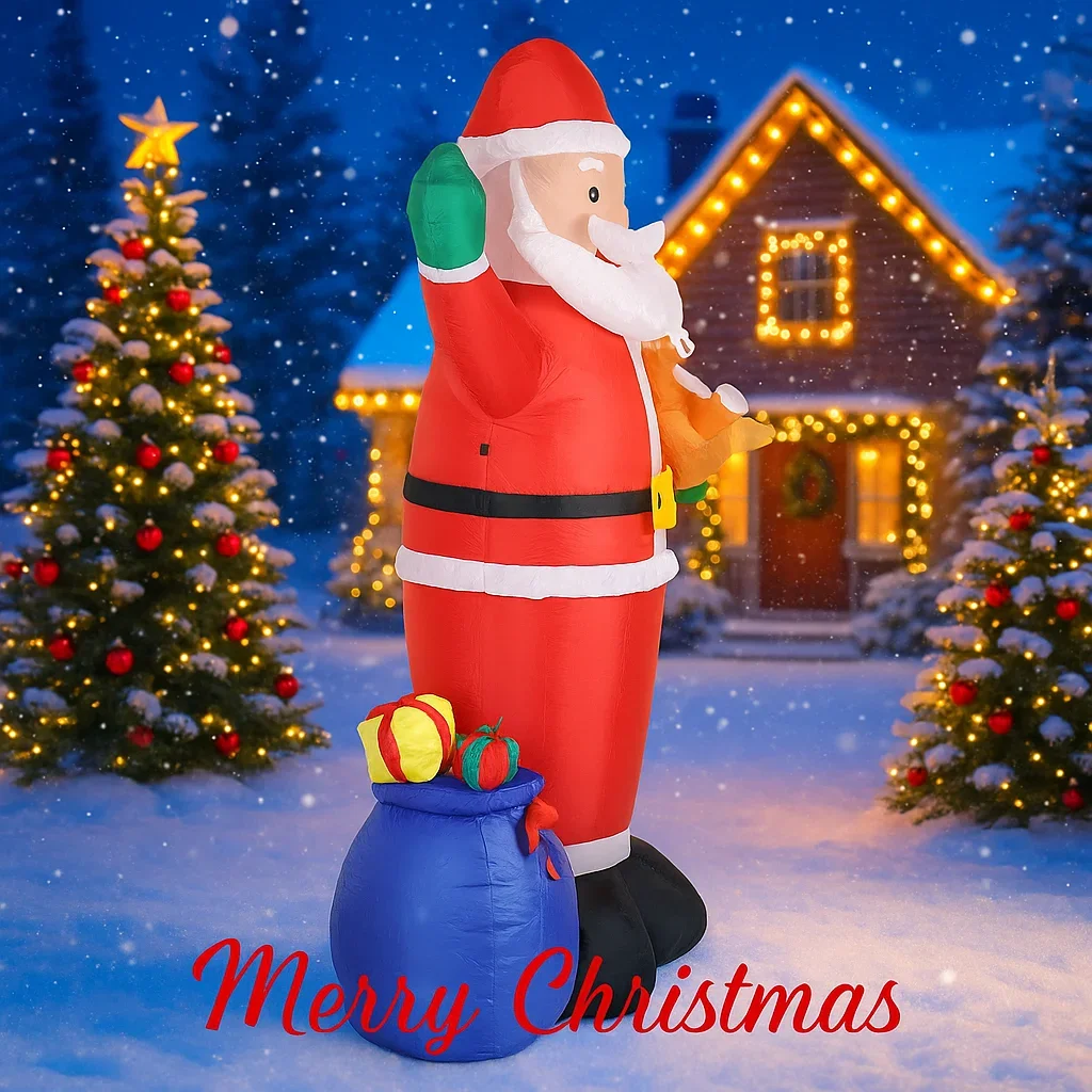 6,89 pies con luz LED Navidad inflable Santa Claus juguete patio decoración de fiesta adornos para el hogar suministros de césped regalo de vacaciones de Navidad