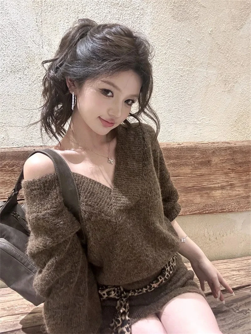 2026 الفرنسية الرجعية فستان محبوك بأكمام طويلة المرأة الخريف الخصر Cinching سليم صالح الراقية مزاجه فستان صوفي تنورة قصيرة #1