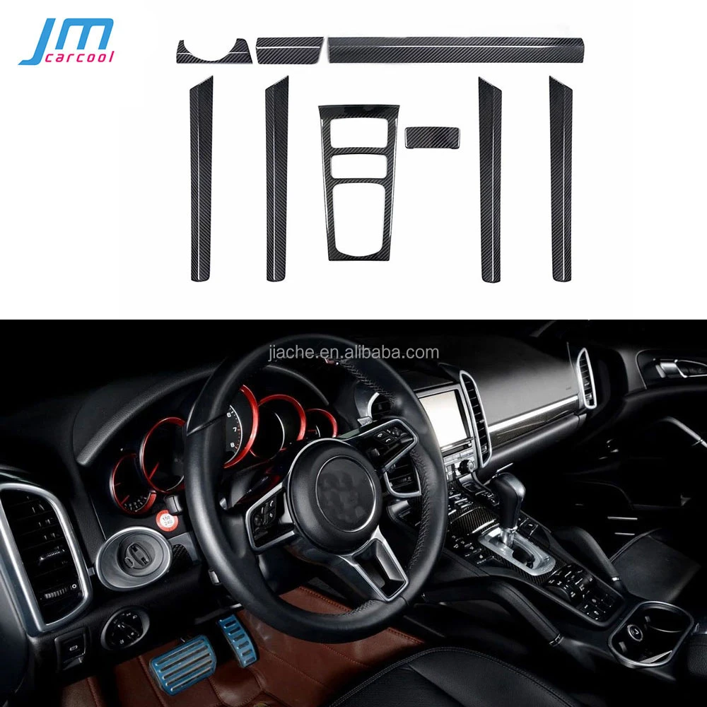 Dry Carbon Fiber Car Central Console Panel Cover Dashboard Outlet Moulding Frame Door Trim Fit for Porsche Cayenne 2011- 2020