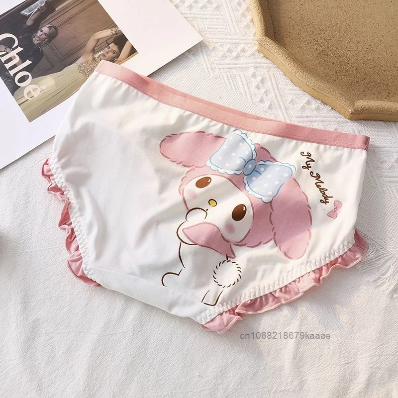 Sanrio My Melody Cute Sweet Y2k Girl Ruffle Design Briefs Kawaii Cartoon Print Underpants Japanese Style Harajuku Fashion Panty