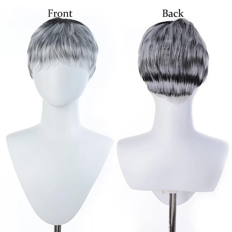 

Wig headgear, short synthetic synthetic hair, short diagonal bangs, daily wear, women's full headgear