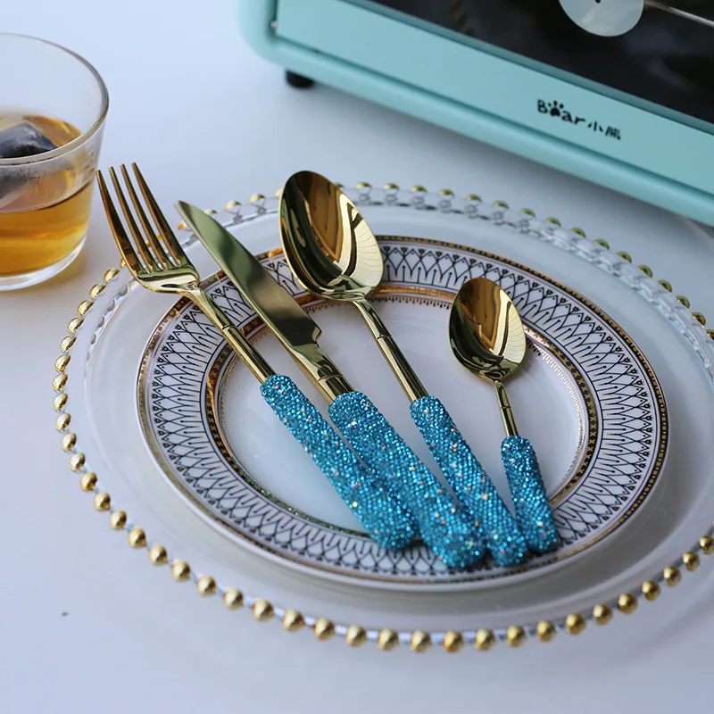 Rhinestone Gold Cutlery 3