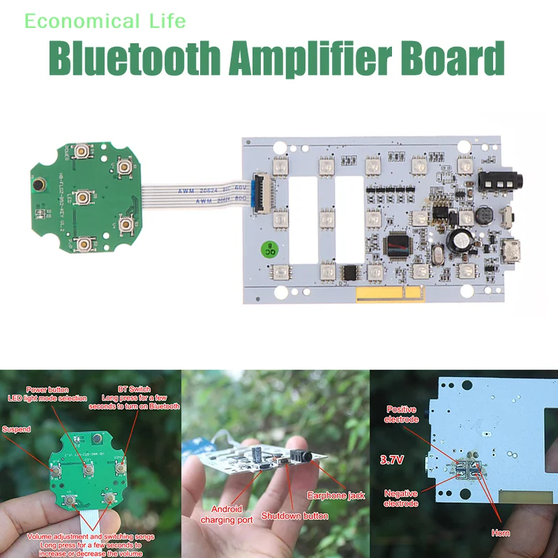 1Pc Colorful Lights Multifunction Bluetooth Receiver Audio Amplifier Board MP3 Decoder Board Stereo Sound Amplifier Module