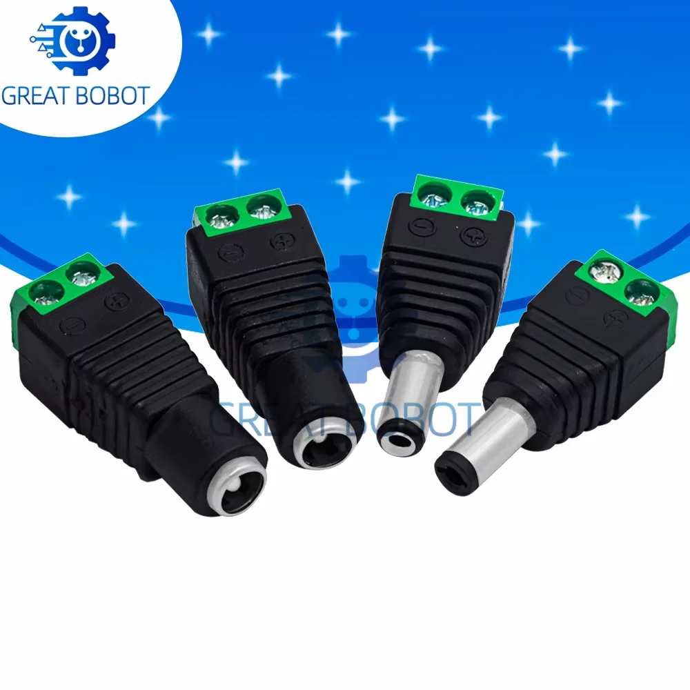 BS Universal DC Power Adapter (1PC) - 5.5×2.1/5.5×2.5mm Male-Female for LED & CCTV Applications