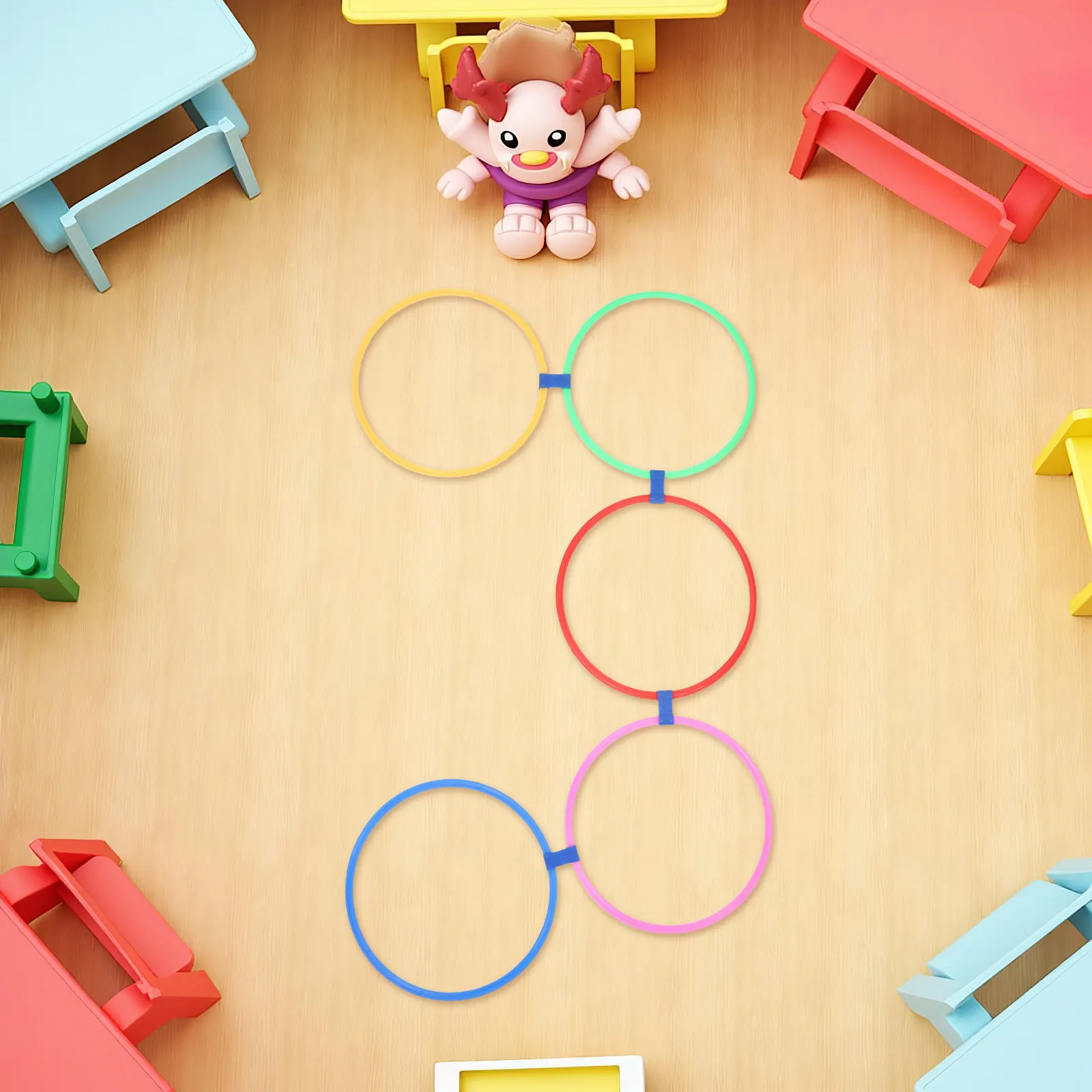 

1 set Jumping Ring Game Set Colorful Outdoor Training For Motor Skill Development Active Play Equipment Family Games Ring